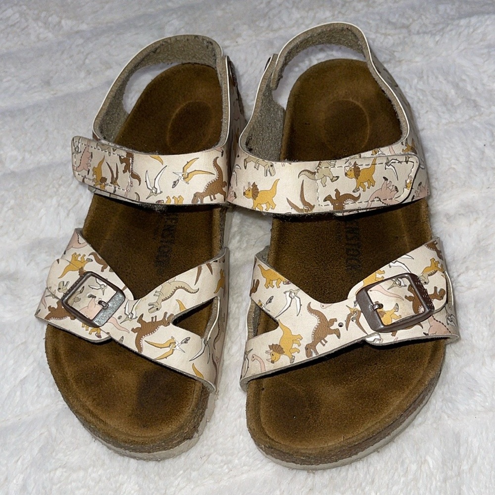 Birkenstock dinosaur print sandals